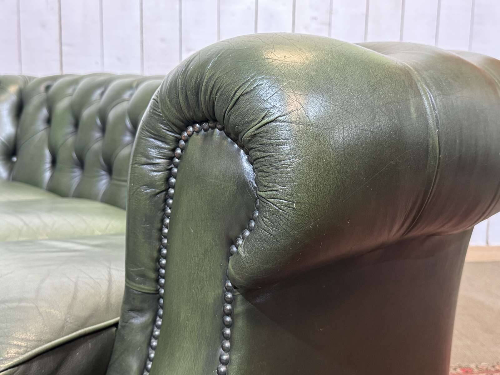 1970s leather Chesterfield three-seater sofa