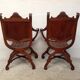 Pair of antique armchairs curules called Dagobert in carved wood
