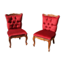Red velvet armchairs child regency style