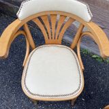 Pair of vintage curved wood bistro armchairs
