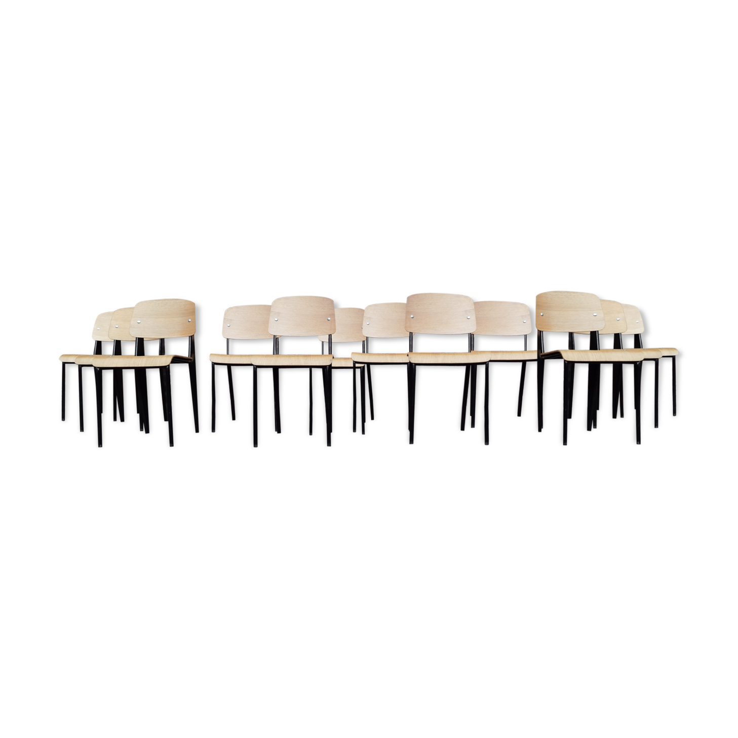Lot de 14 chaises Standard Jean Prouvé Edition Vitra