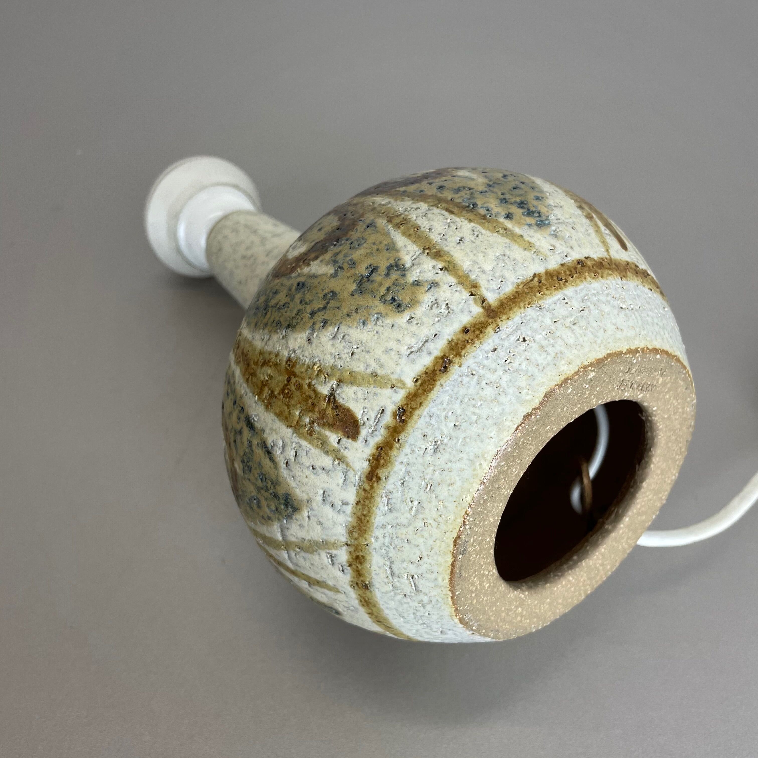 Ceramic studio pottery table light base by soholm  ceramic denmark 1970