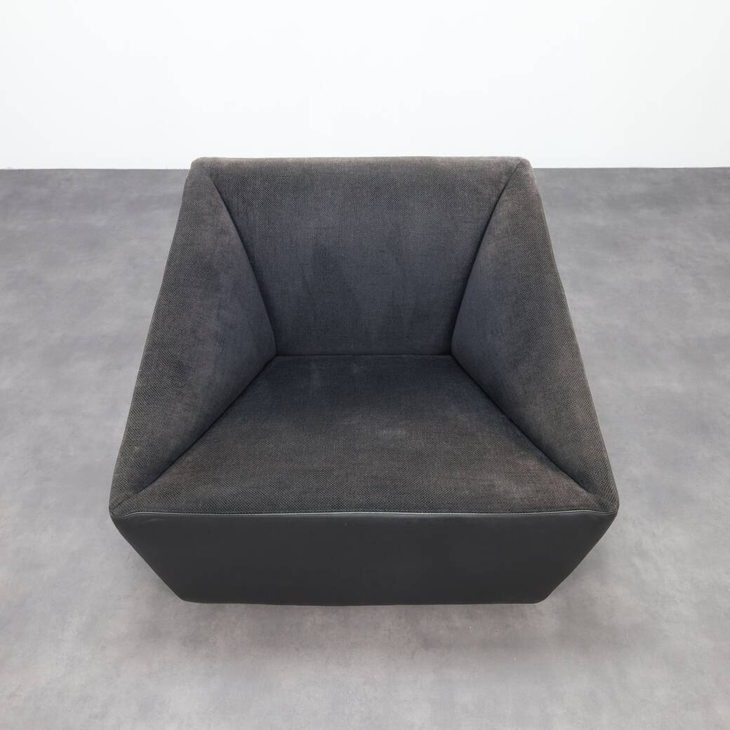 Postmodern Leather Armchair on Wheels by Cor