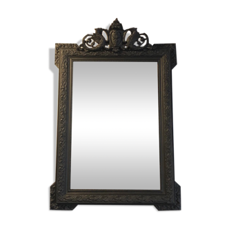 Mirror large beveled frame carved wood 118x81cm