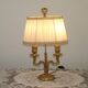 French Antique 2 Light Bronze Boulotte Table Lamp With Cream Pleated Shade