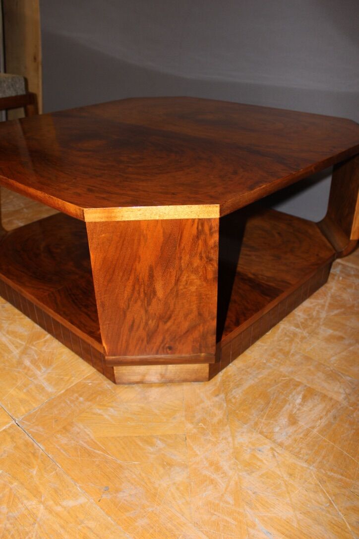 Art deco walnut coffee table