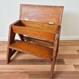 Vintage storage stool, made of wood, handcrafted.