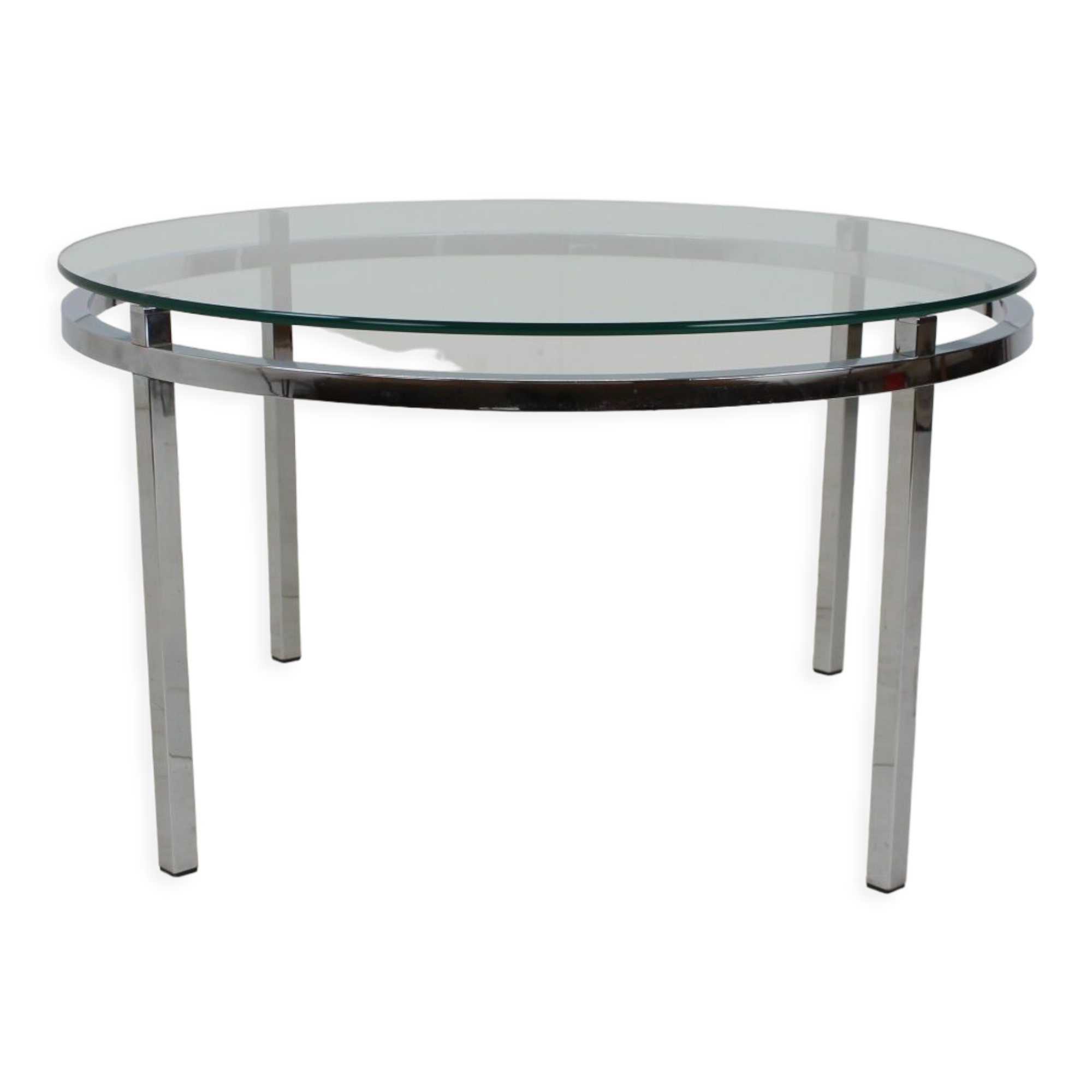 1970s round conference table chrome and glass, italy