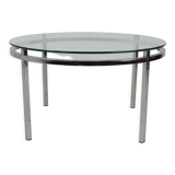 1970s round conference table chrome and glass, italy