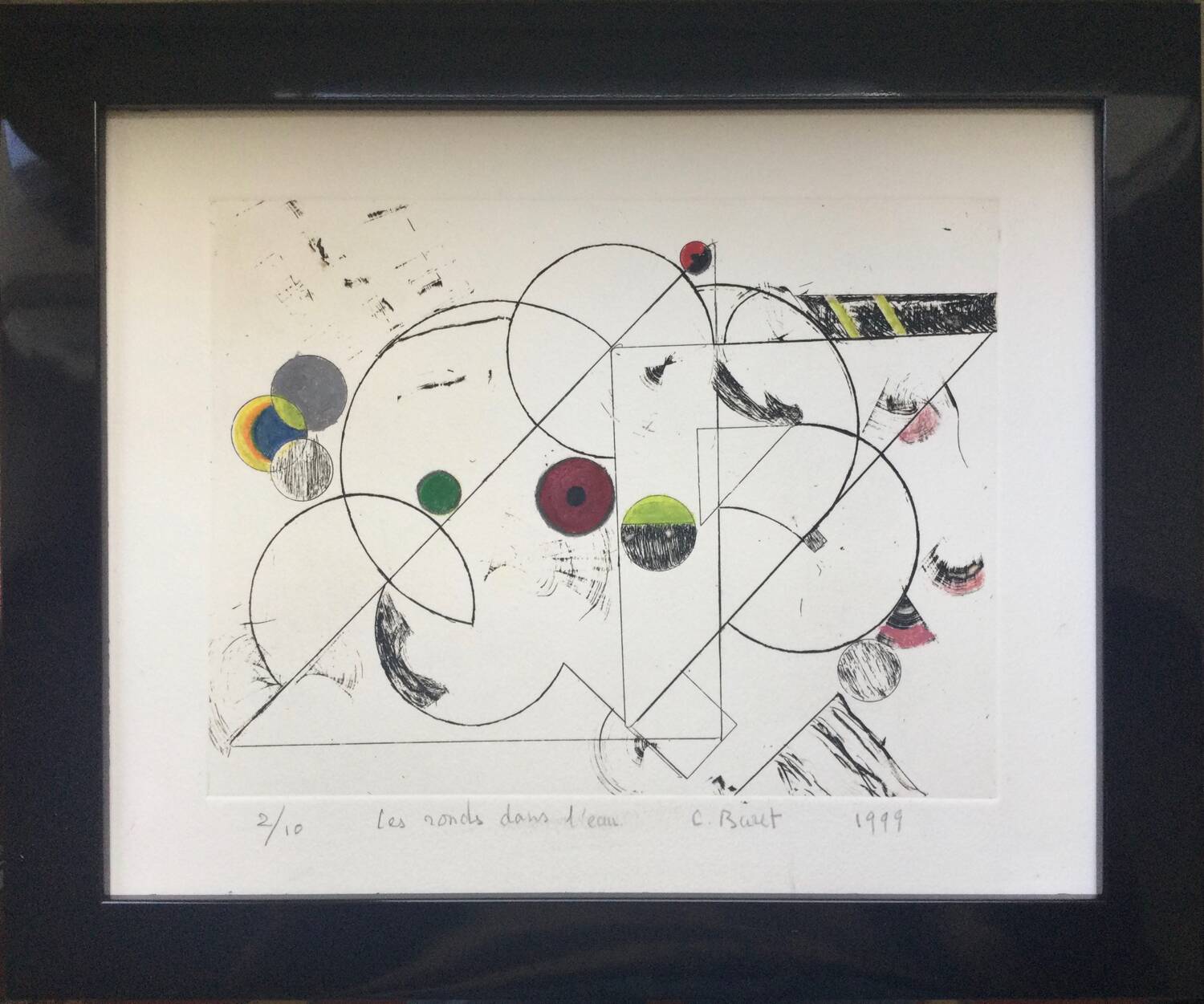 Enhanced etching. The round in the water. Claude BURET (1926-2010)