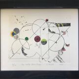 Enhanced etching. The round in the water. Claude BURET (1926-2010)