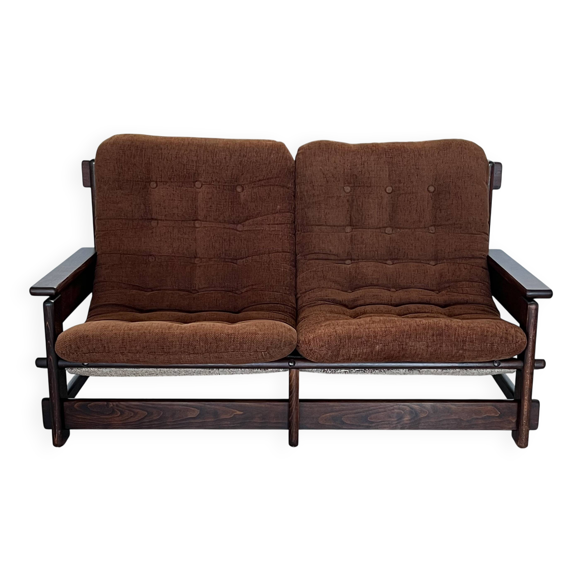 Scandinavian two-seater oak sofa, 1960s