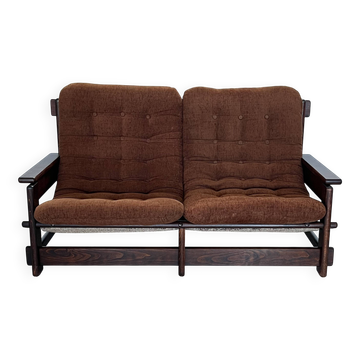 Scandinavian two-seater oak sofa, 1960s