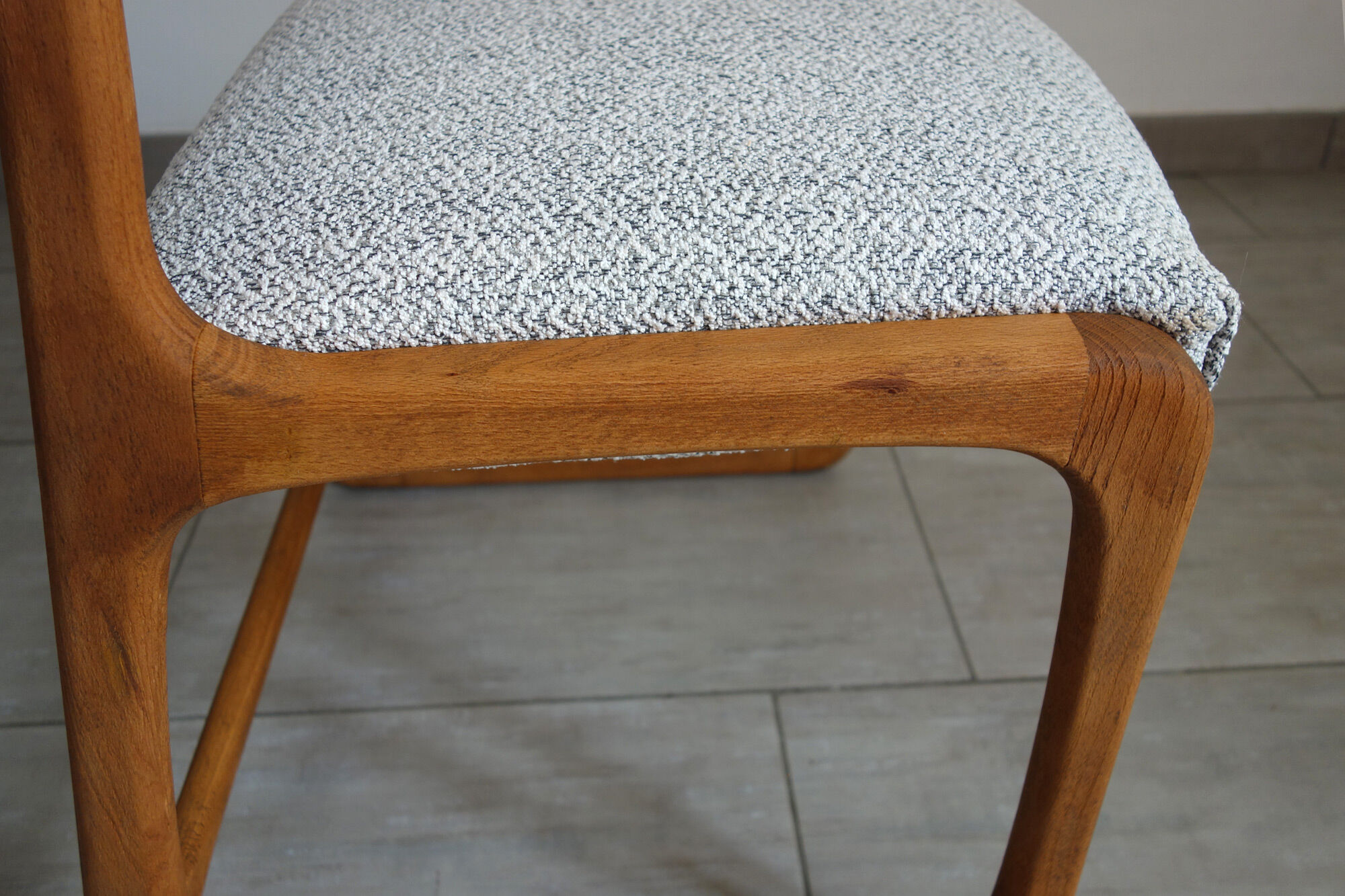 Baumann sleigh chair restored, France, 1960s