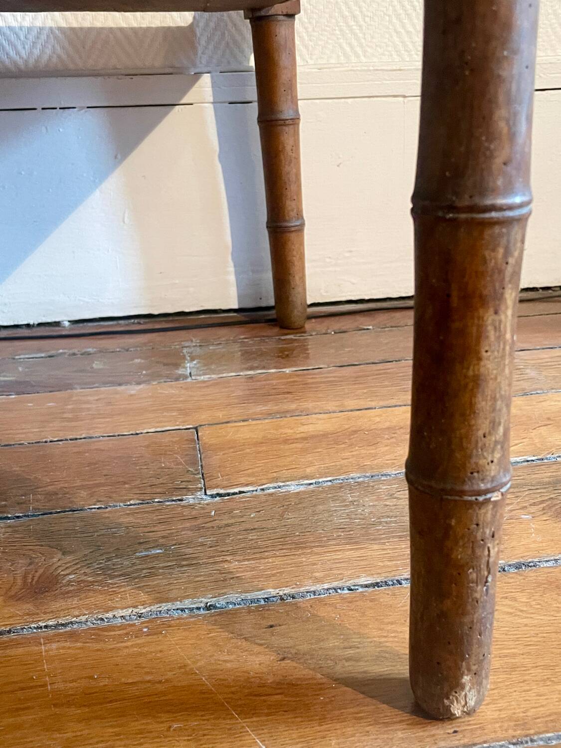 Colonial era bamboo imitation wood side table