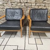 Pair of 1970s leather armchairs