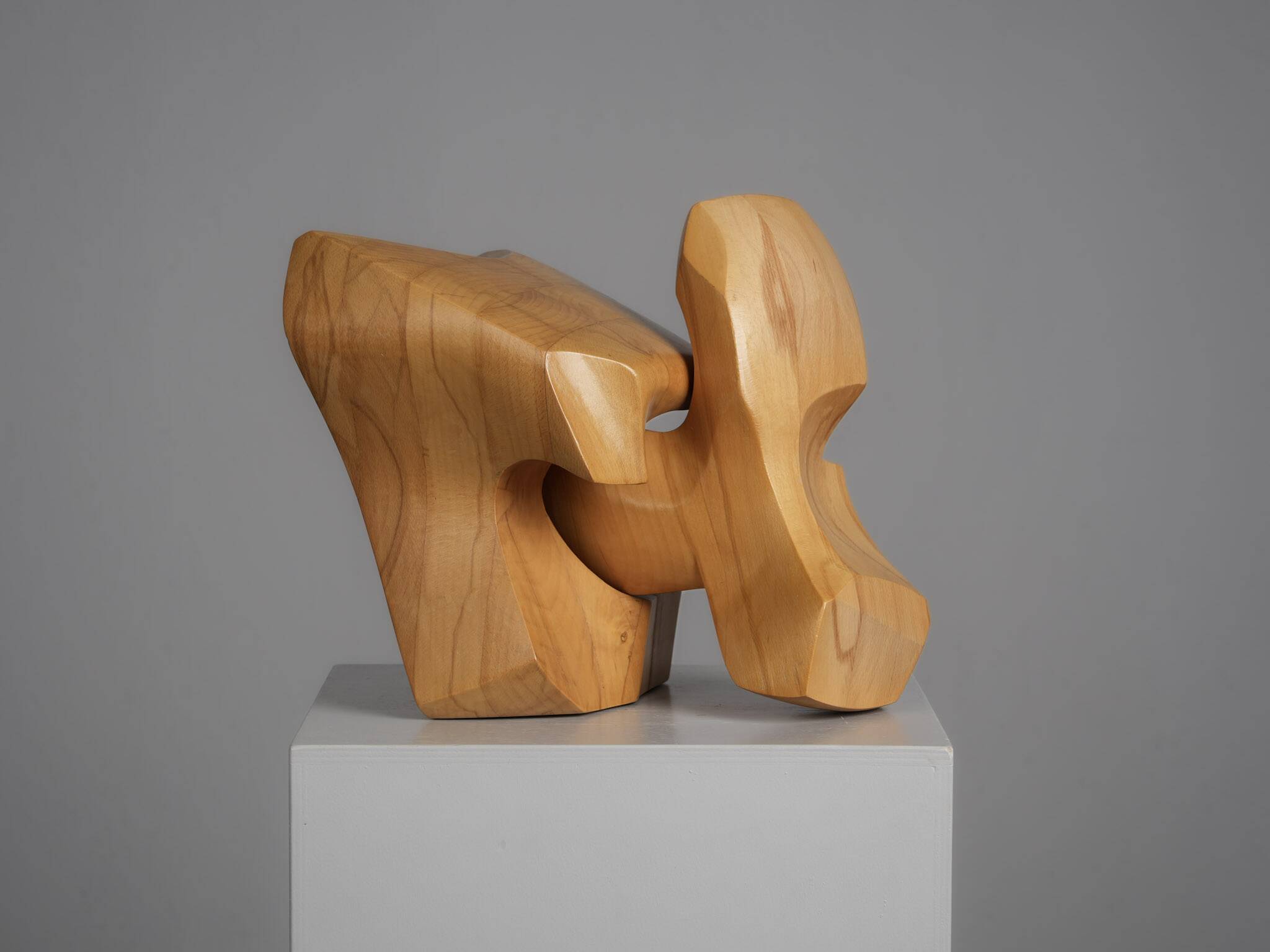Interlocking abstract wood sculpture by Joop van Bergen, Netherlands, 1980s