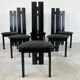 Set of 6 black wooden high back dining chairs - 1980s