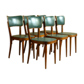 6 chaises bistrot Baumann années 50 bois et skaï