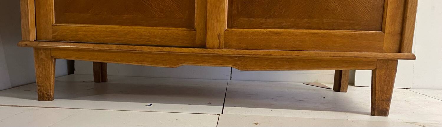Vintage wardrobe with compass feet, sliding doors