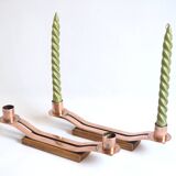 Pair of copper bronze candlesticks