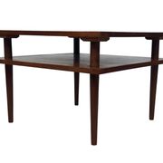 Table basse carrée vintage en placage de teck, design des années 1960