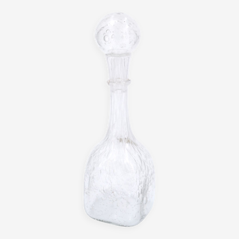 Carafe en verre bullé transparent La Rochère, années 70