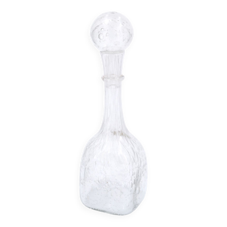 Carafe en verre bullé transparent La Rochère, années 70