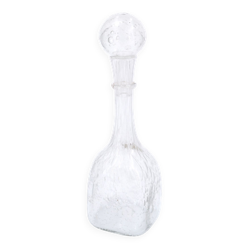 Carafe en verre bullé transparent La Rochère, années 70
