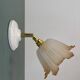 Vintage tulip wall light in frosted white and brown glass