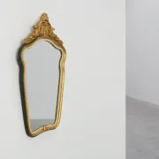 Small Louis XV Style Gilt Mirror with Green and Cream Frame, Italy, 20th Ce