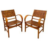 Gelenka Armchairs in Solid Beech Wood, Germany, 1950, Set of 2