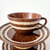 Set of 2 cups + 2 stoneware plates "Mary" - Digoin Sarreguemines Vintage