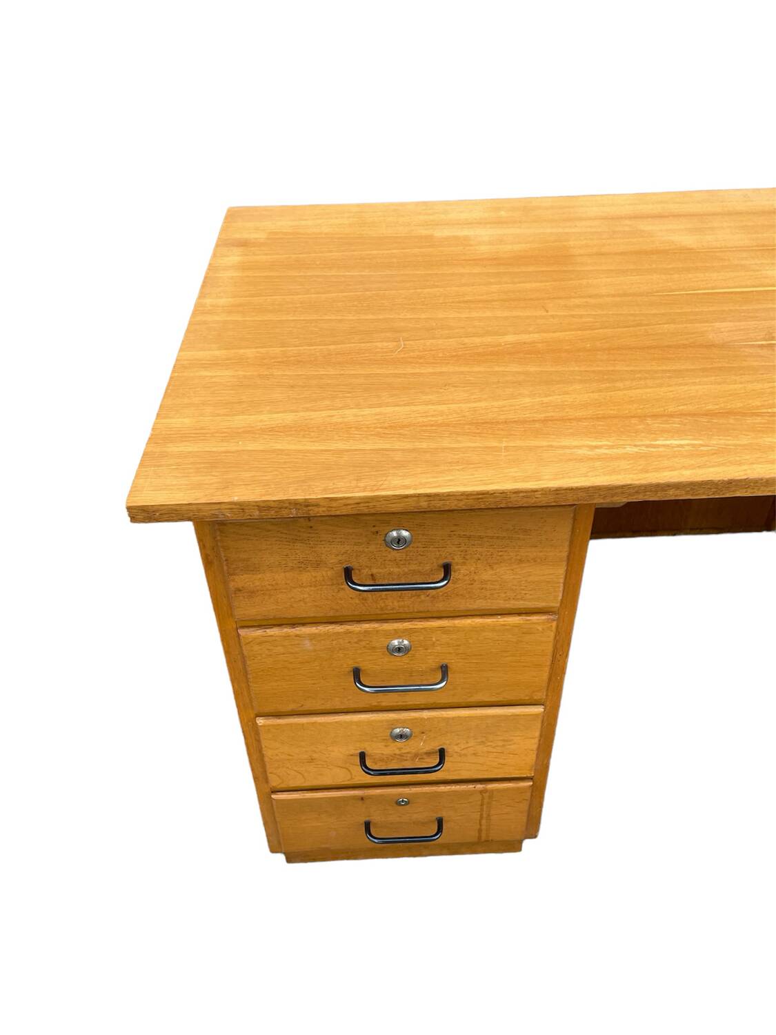 Vintage light oak executive desk