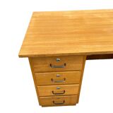 Vintage light oak executive desk
