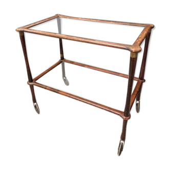Wooden dessert and wheeled glass