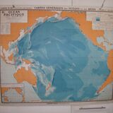 Old school map of geography oceans and seas Hatier Vallaux n°26