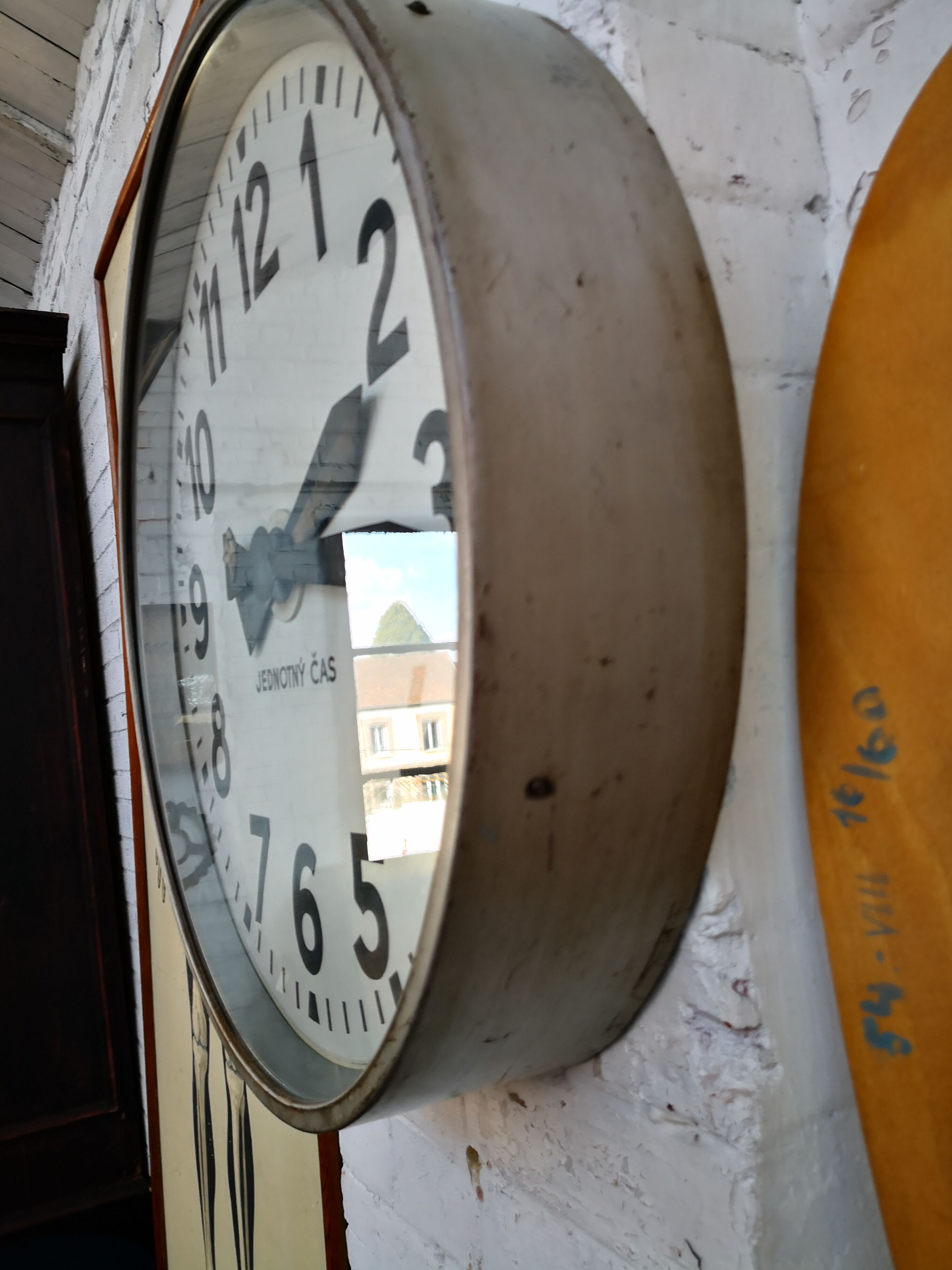 Czech station clock, pragueron, industrial style, 1960s
