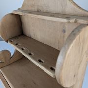 Hand-Carved Folk Art Pine Cutlery Rack with Drawer, 1950s