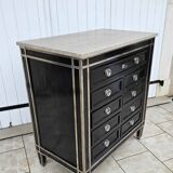 Commode Art Déco à 9 Tiroirs En Laque Et Bronze Nickelé