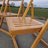 Set of 4 Folding Chairs in Wood and Plywood
