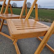 Set of 4 Folding Chairs in Wood and Plywood