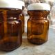 Lot of 5 old jars of chicory Leroux - amber glass