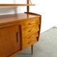 Meuble mural scandinave en teck avec étagères, tiroir et bureau