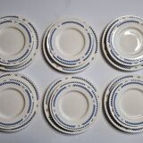 Service of 18 vintage dessert, hollow and flat plates with checkerboard pattern, 1950s
