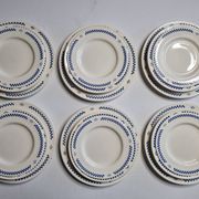 Service of 18 vintage dessert, hollow and flat plates with checkerboard pattern, 1950s