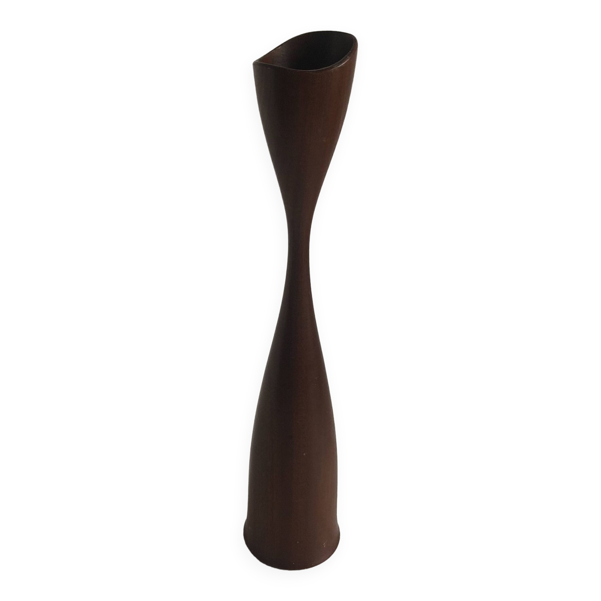 Vintage oiled teak wood candle holder, Scandinavian design