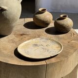 Oval petrified wood dish or bowl with grey edges D28x24 -3779