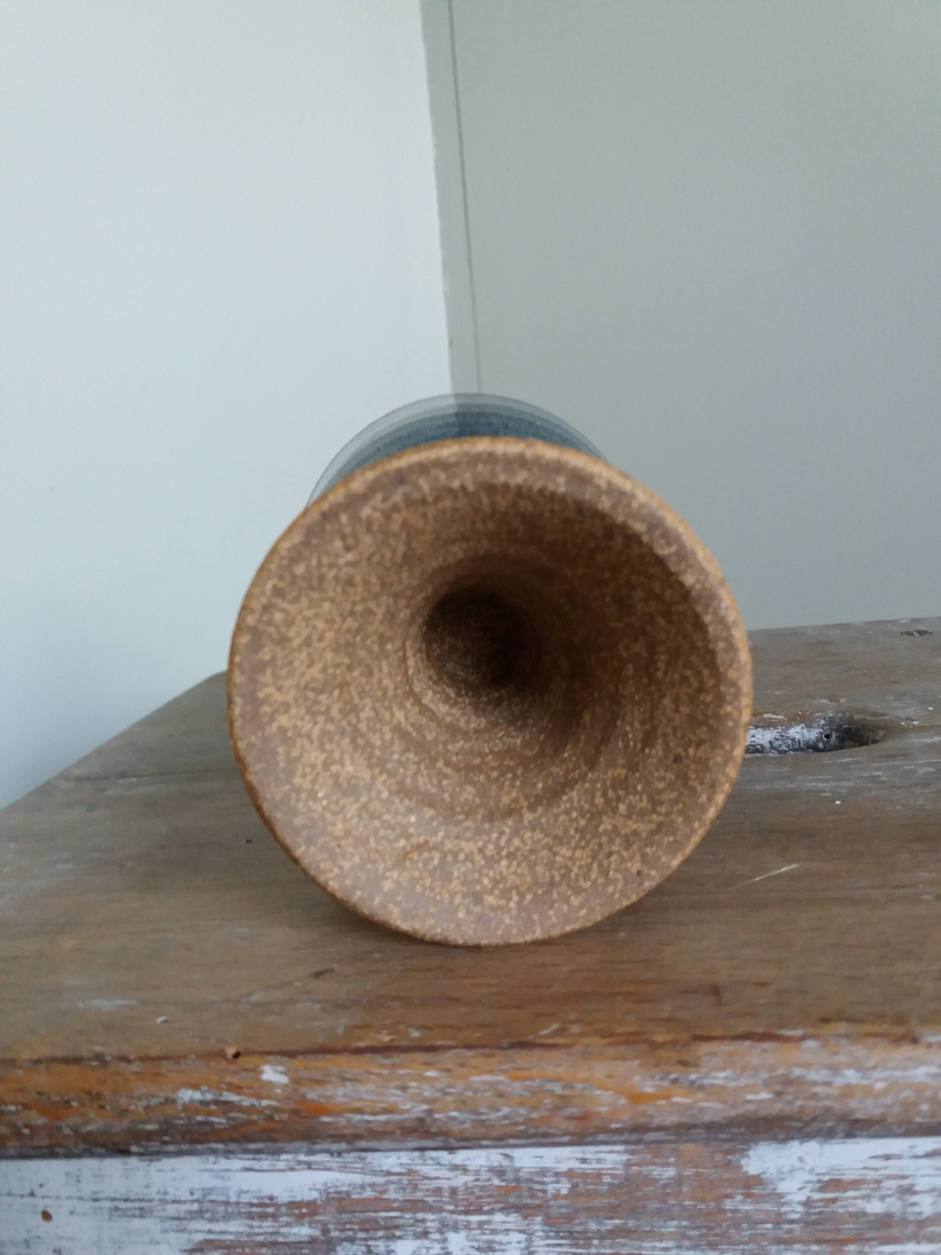 Chalice, cup in blue-glazed stoneware