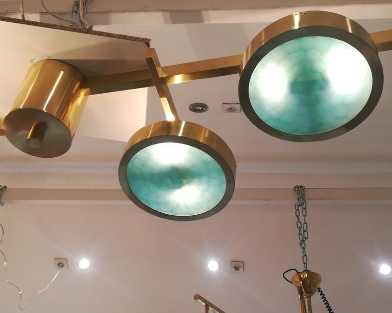 Brass and Murano glass chandelier